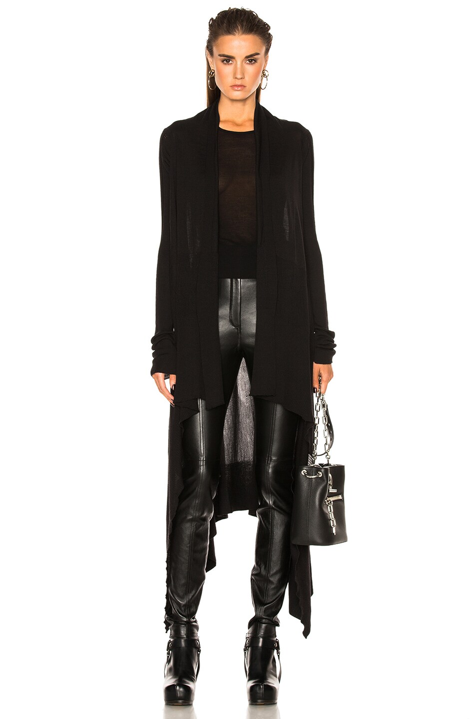 Image 1 of Rick Owens Long Wrap Sweater in Black