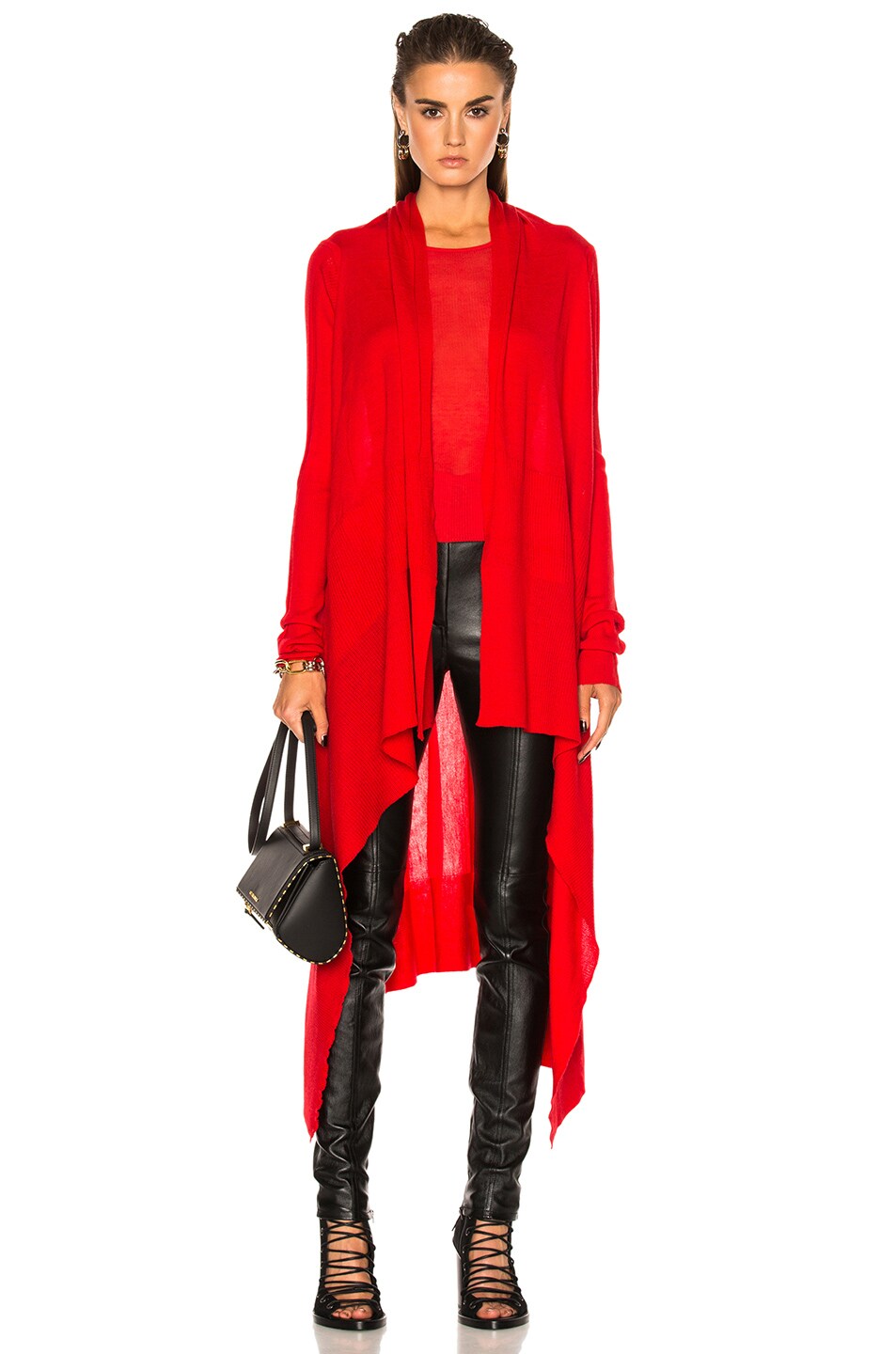 Image 1 of Rick Owens Long Wrap Sweater in Red