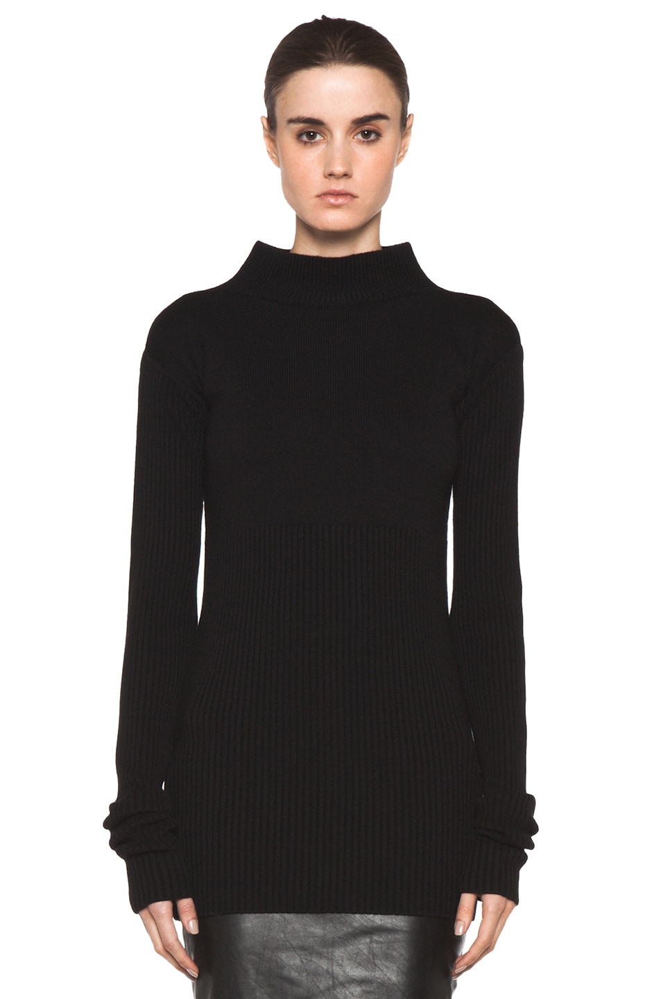 Image 1 of Rick Owens Tight Ala Long Sleeve Sweater in Black