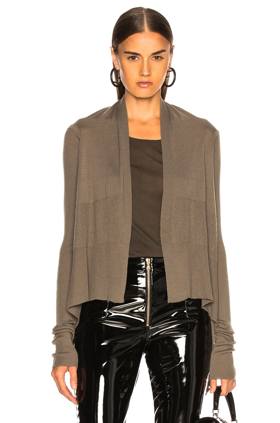 Image 1 of Rick Owens Short Wrap Cardigan in Dust