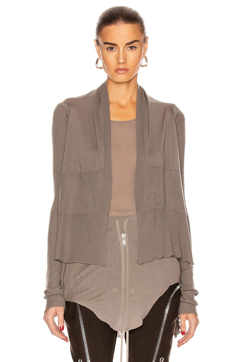 Image 1 of Rick Owens Short Wrap Cardigan in Dust