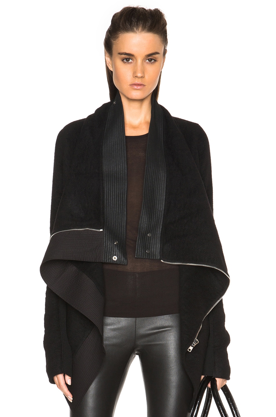 Image 1 of Rick Owens Exploder Saturn Cashmere and Lamb Jacket in Black