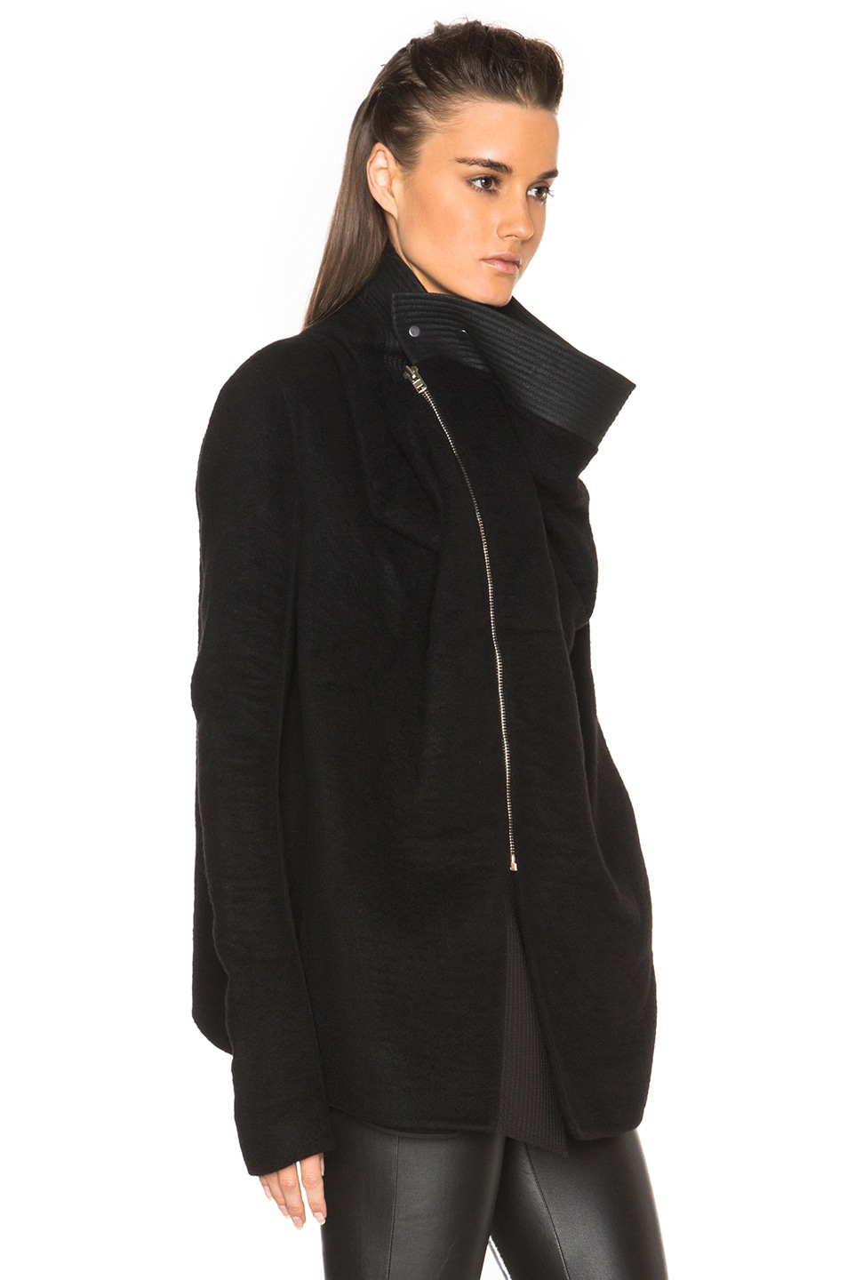 Rick Owens Exploder Saturn Cashmere and Lamb Jacket in Black | FWRD