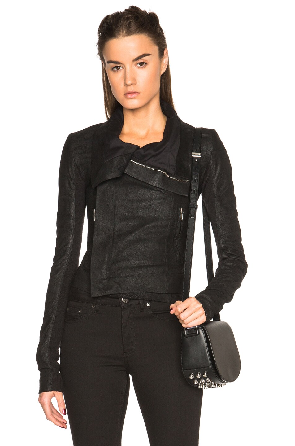 Image 1 of Rick Owens Blister Leather Classic Biker Jacket in Black