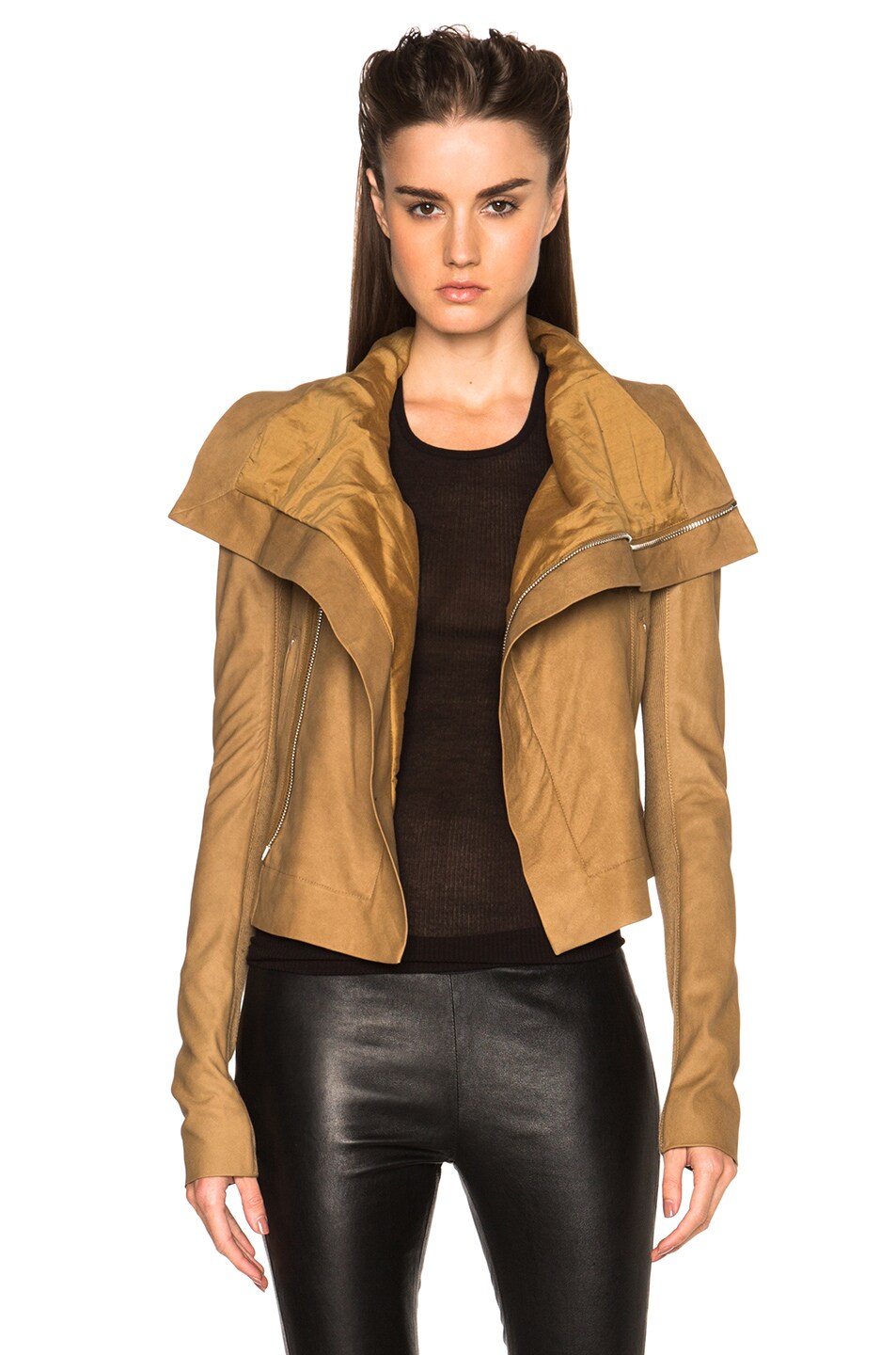 Image 1 of Rick Owens Nuvola Leather Classic Biker Jacket in Onyx