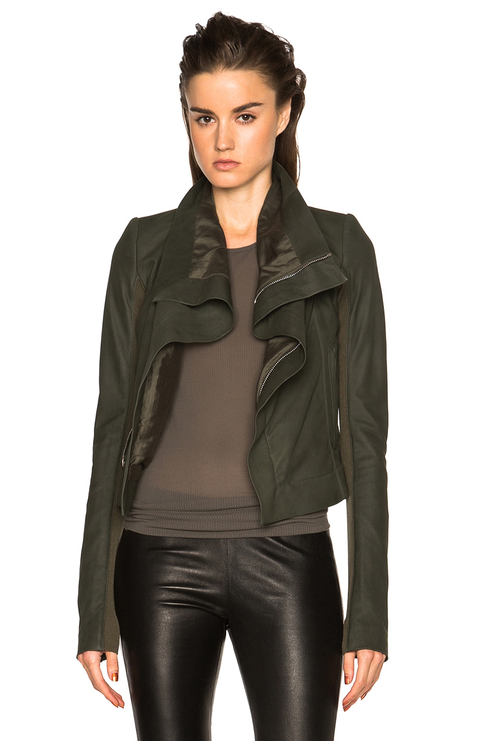 Image 1 of Rick Owens Nuvola Leather Classic Biker Jacket in Palm