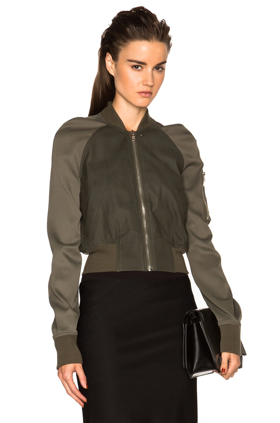 Image 1 of Rick Owens Cropped Flight Bomber in Palm