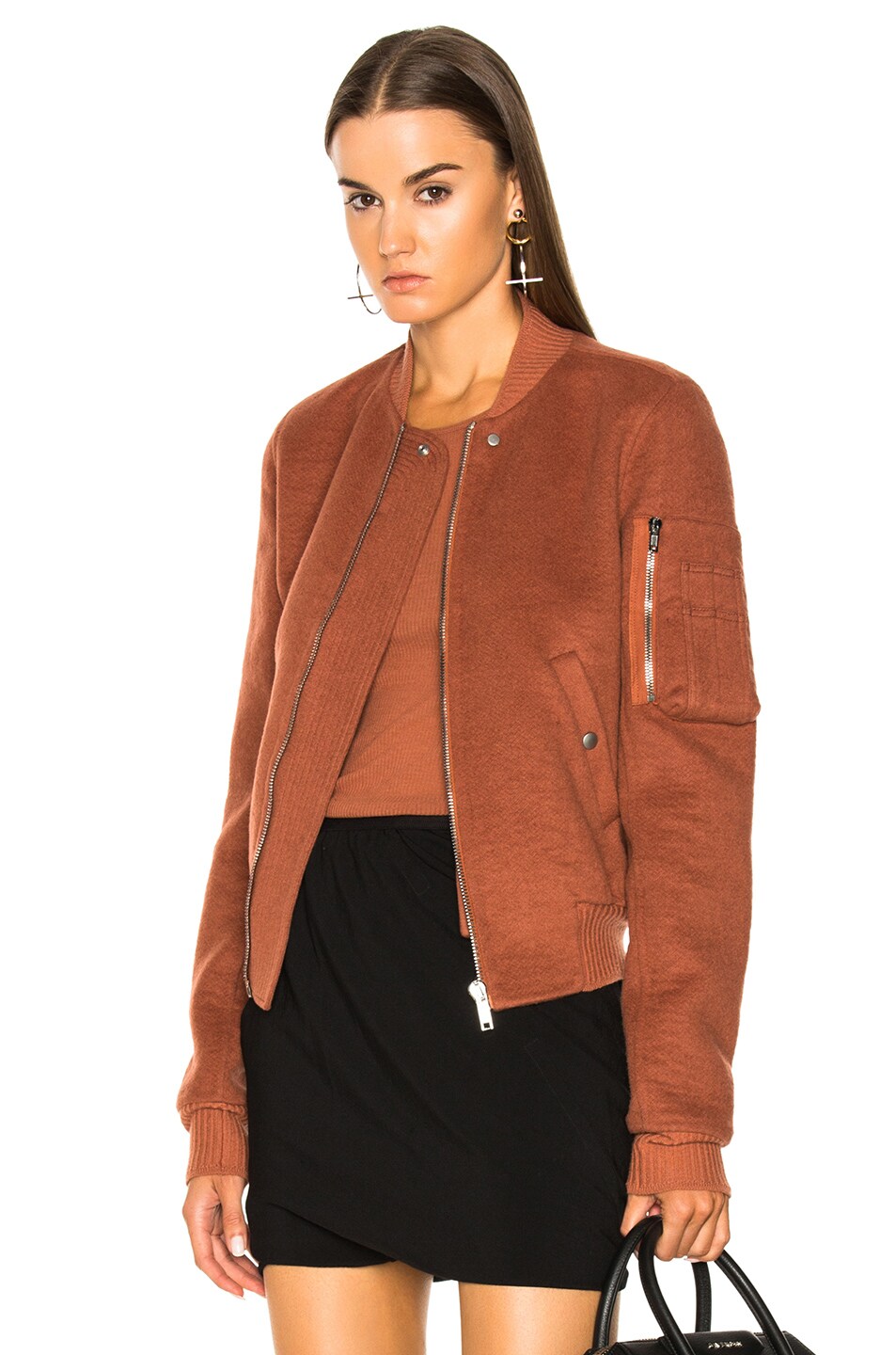 Image 1 of Rick Owens Double Cashmere Flight Bomber Jacket in Terra