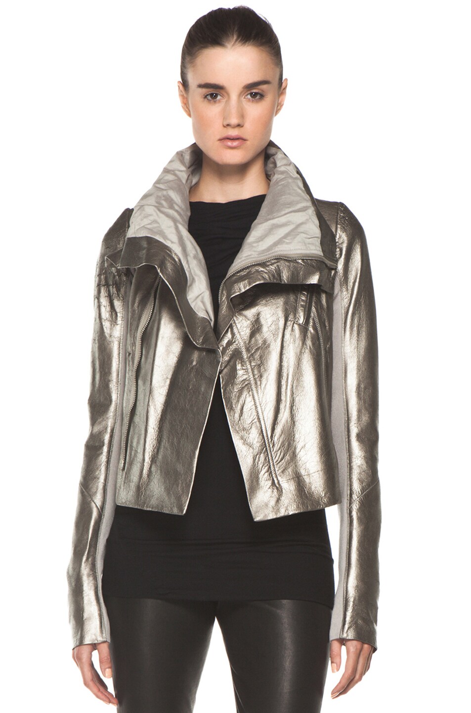 Image 1 of Rick Owens Classic Biker Jacket in Gold