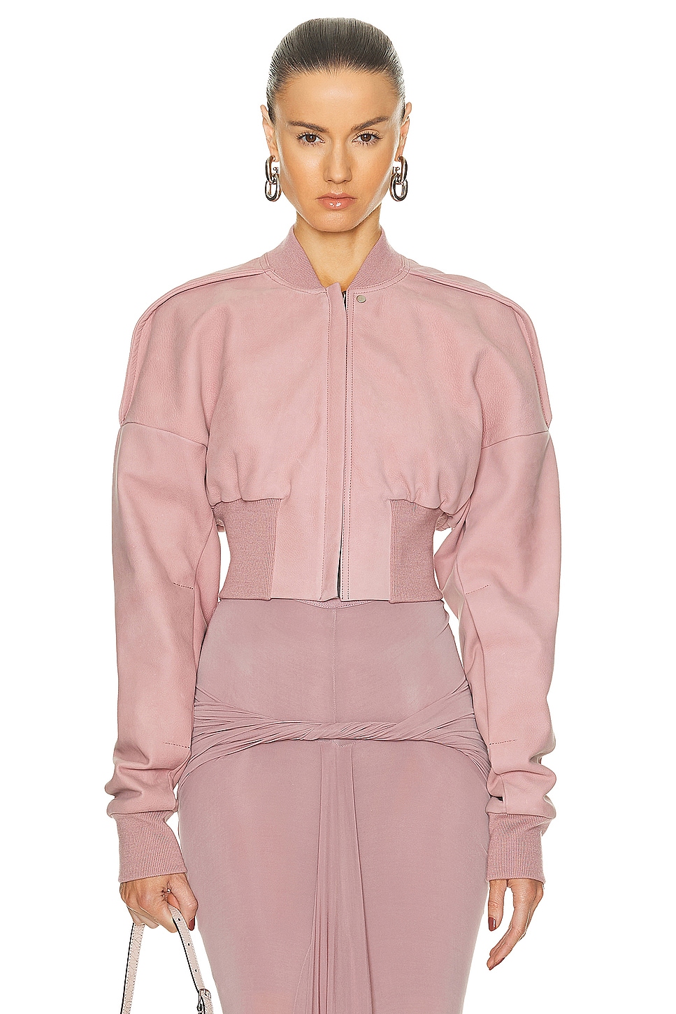 Image 1 of Rick Owens Collage Bomber in Dusty Pink