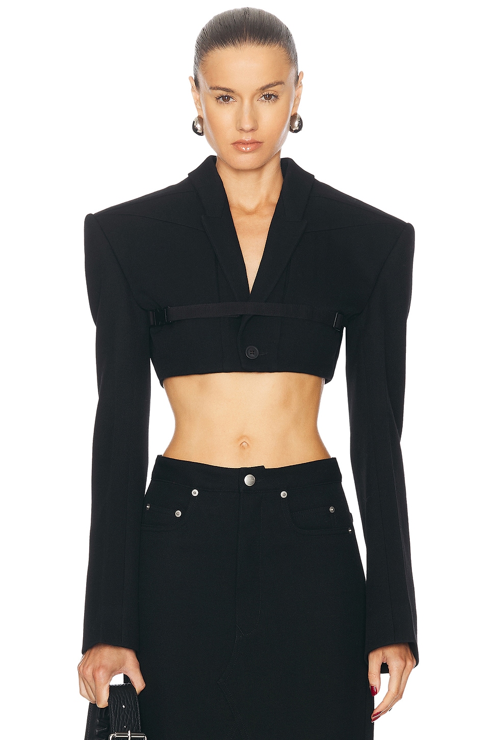 Image 1 of Rick Owens Cropped Blazer in Black