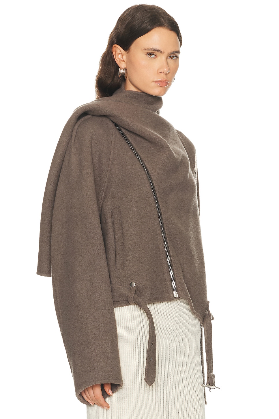 Rick Owens Cropped Scarf Flight Jacket In Brown
