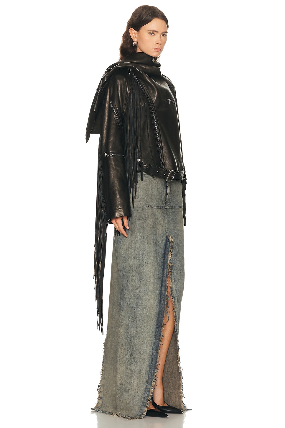 Rick Owens Cropped Scarf Flight Jacket In Black