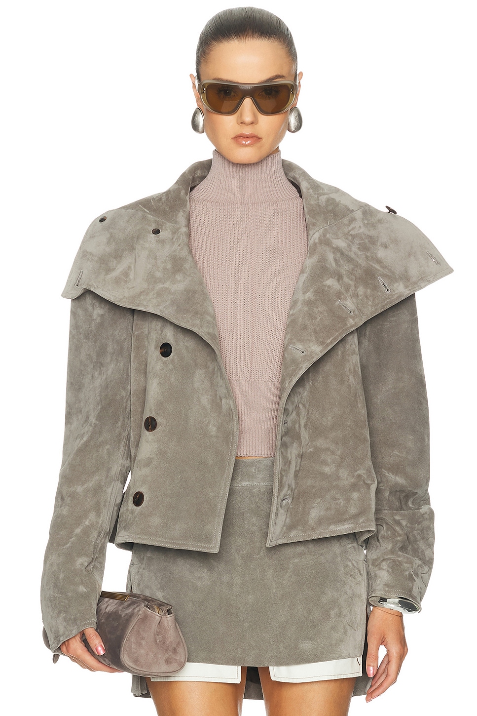 Rick Owens Biker Jumbo Stooges Jacket in Grey