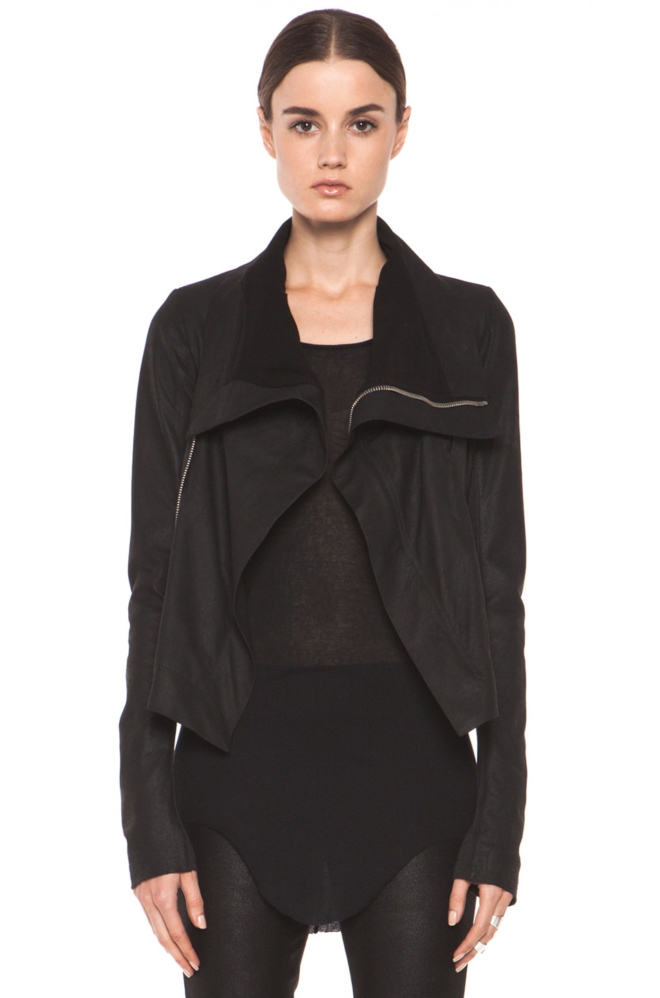 Image 1 of Rick Owens Classic Blistered Leather Biker Jacket in Black