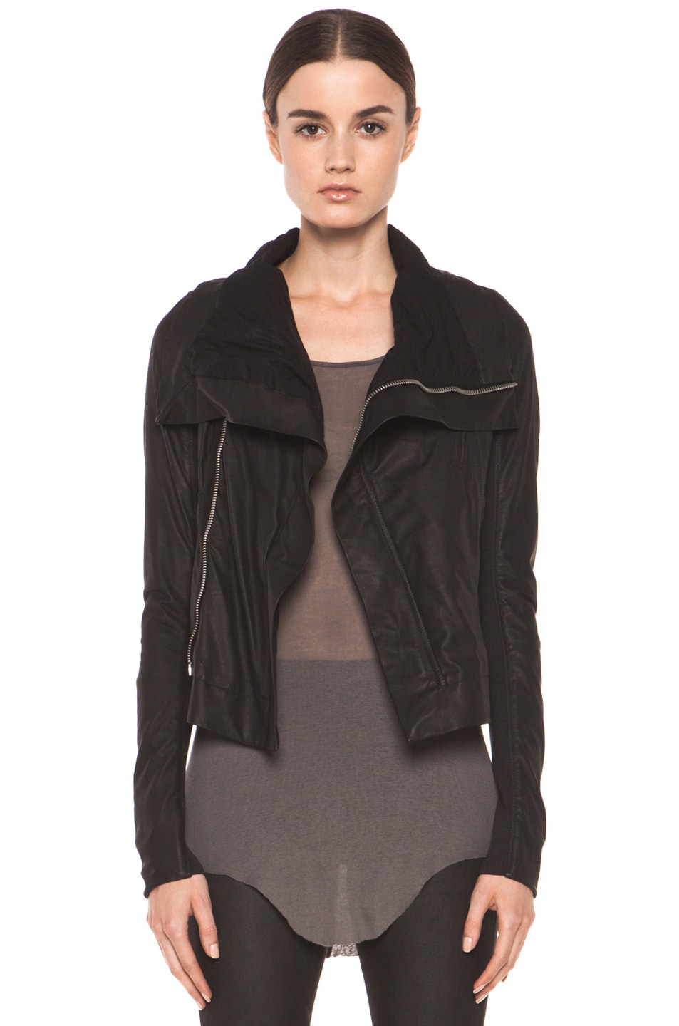 Image 1 of Rick Owens Classic Smooth Leather Biker Jacket in Black