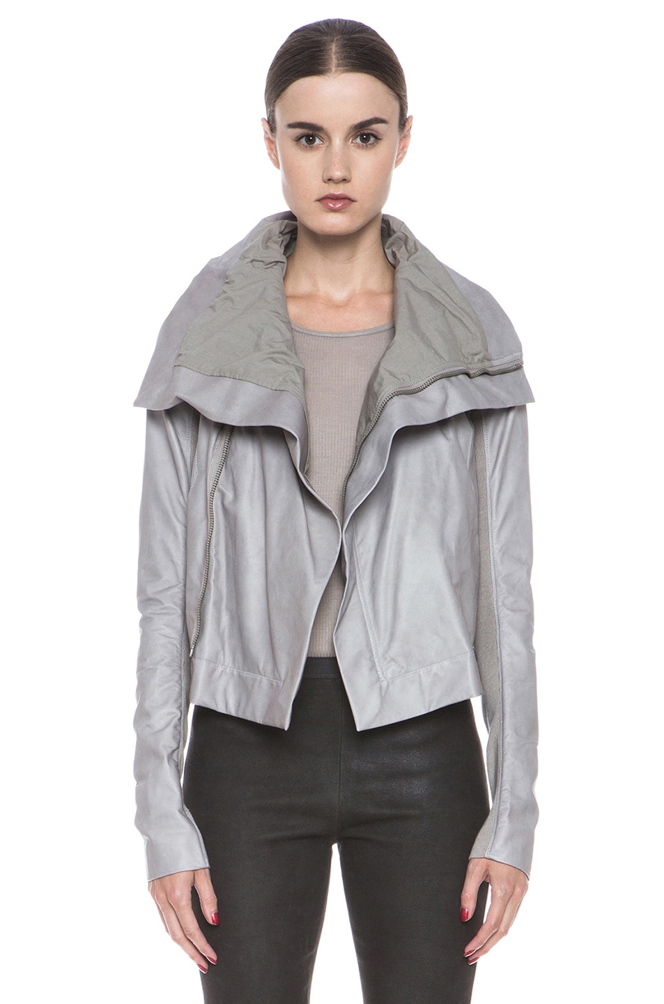 Image 1 of Rick Owens Clean Biker Leather Jacket in Ice
