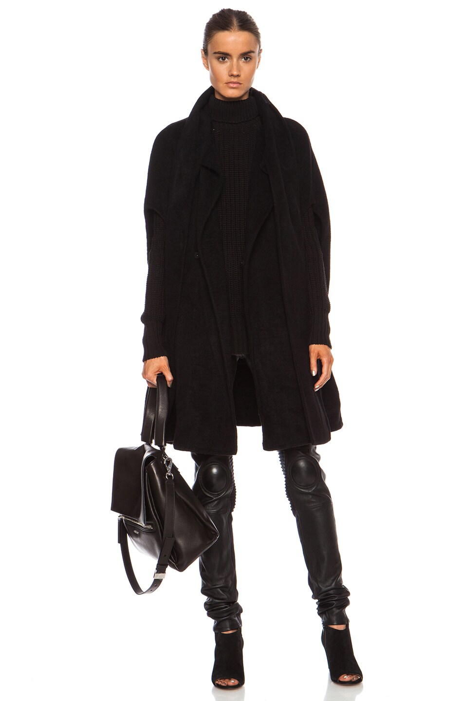 Image 1 of Rick Owens Flared Cashmere Cape in Black