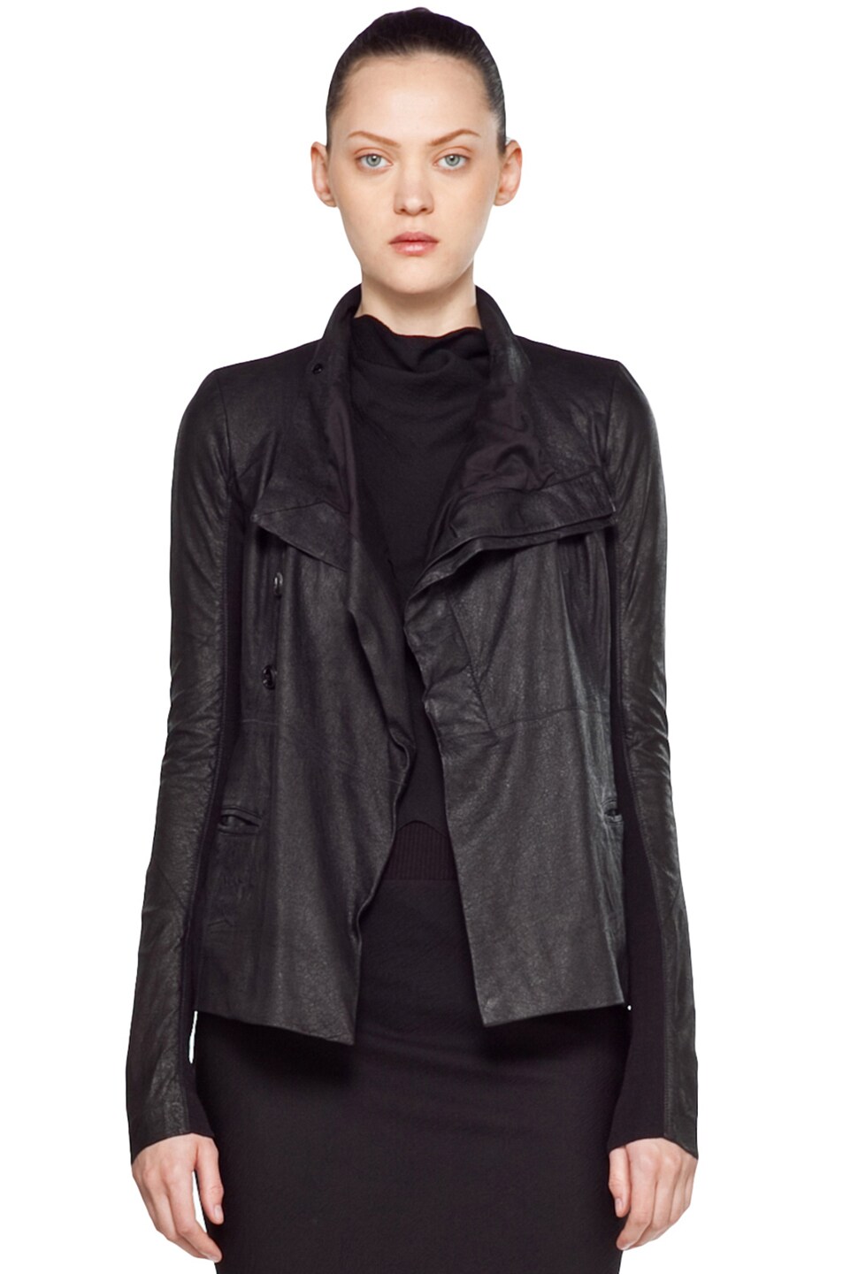 Image 1 of Rick Owens Leather Giacca Pelle Jacket in Black
