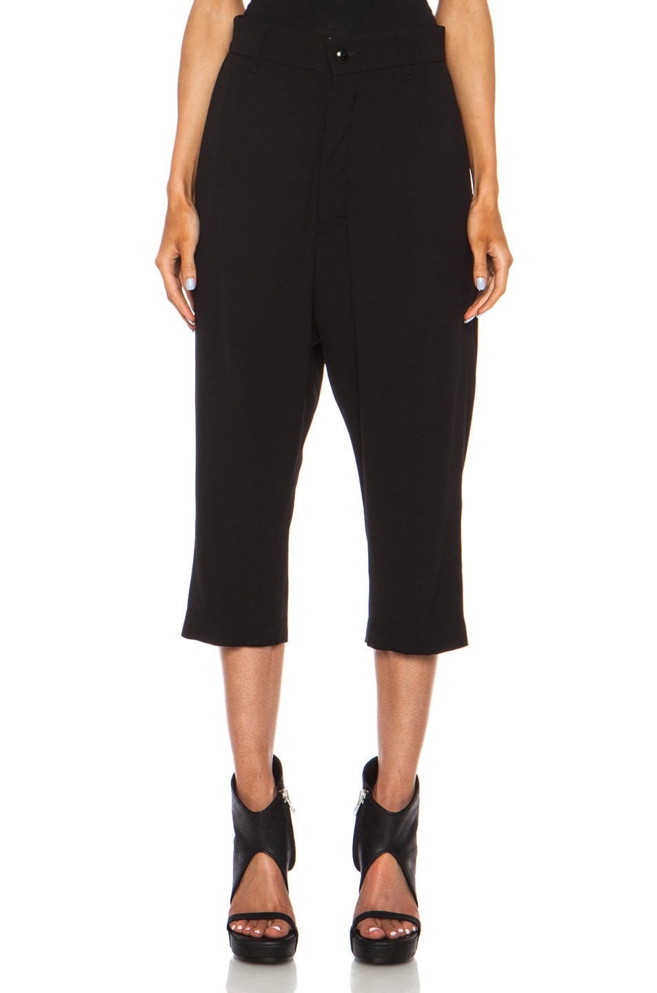 Image 1 of Rick Owens Easy Astaire Cropped Viscose-Blend Trousers in Black