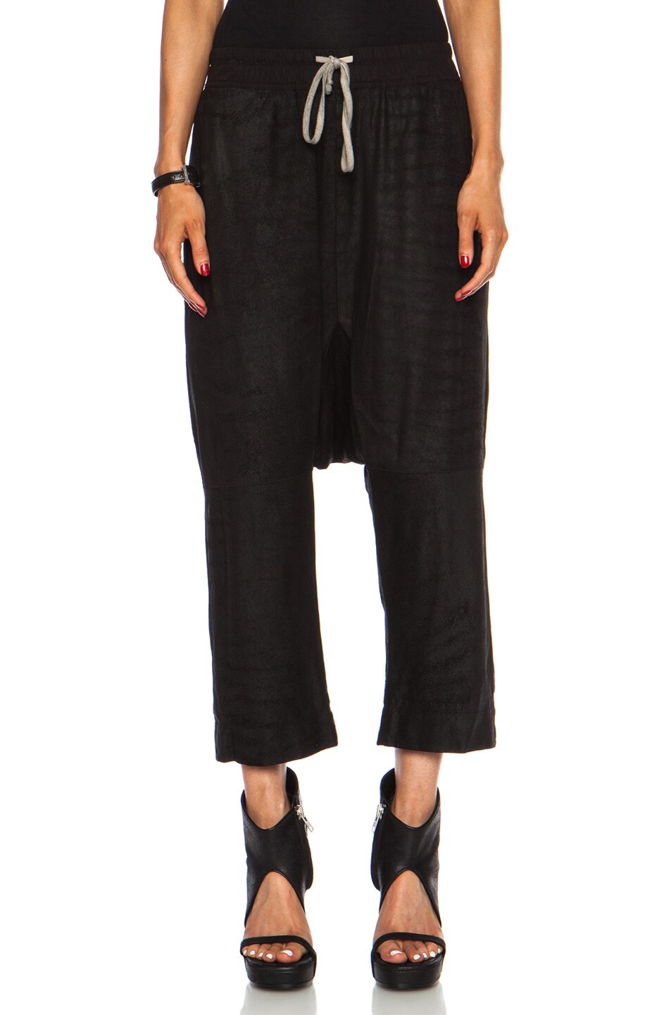 Image 1 of Rick Owens Cropped Leather Pant in Black