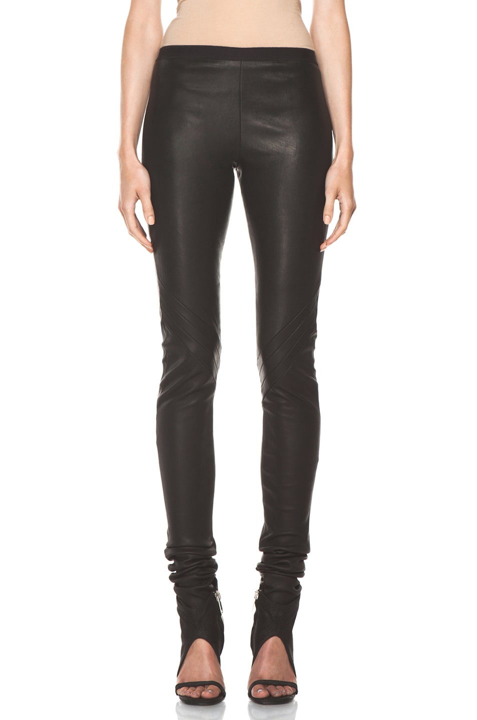 Image 1 of Rick Owens Stretch Leather Pant in Black