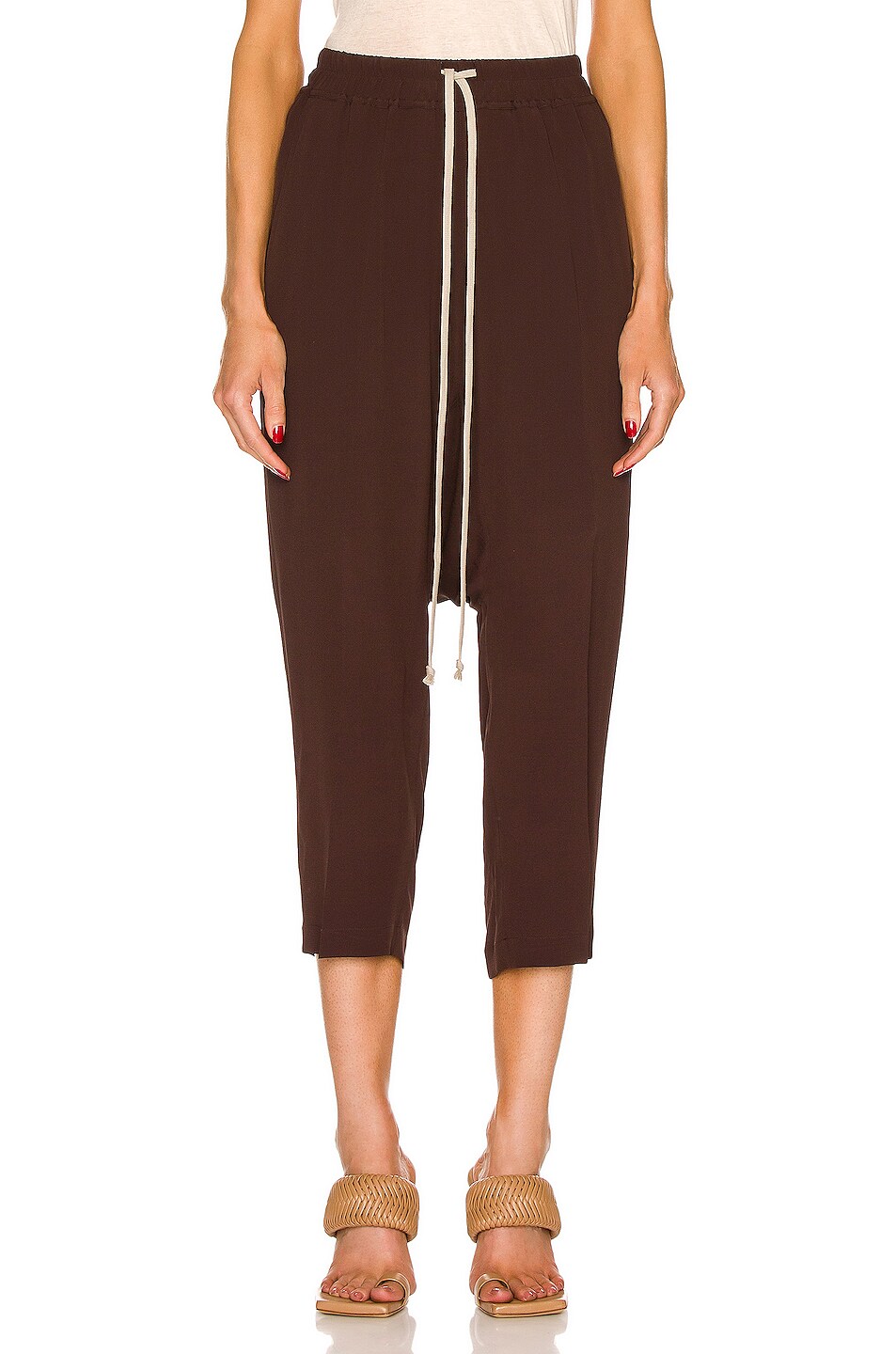 Image 1 of Rick Owens Drawstring Cropped Pant in Oxblood