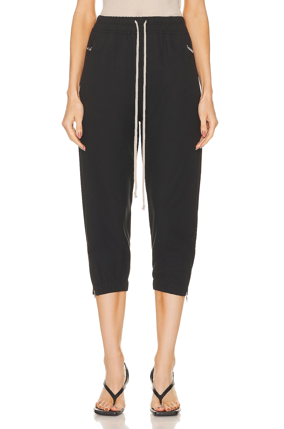 Image 1 of Rick Owens Cropped Track Pant in Black