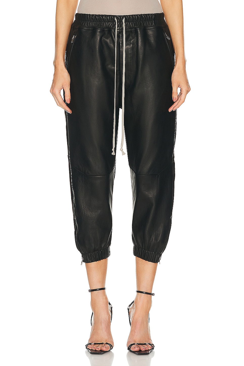Image 1 of Rick Owens Cropped Track Pant in Black