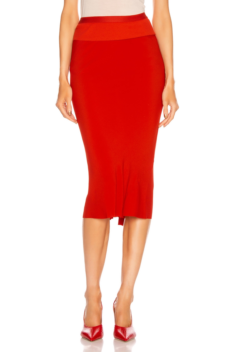 Image 1 of Rick Owens Knee Length Skirt in Cardinal Red