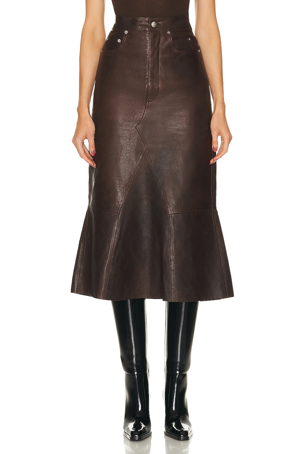 Image 1 of Rick Owens Godet Skirt in Brown