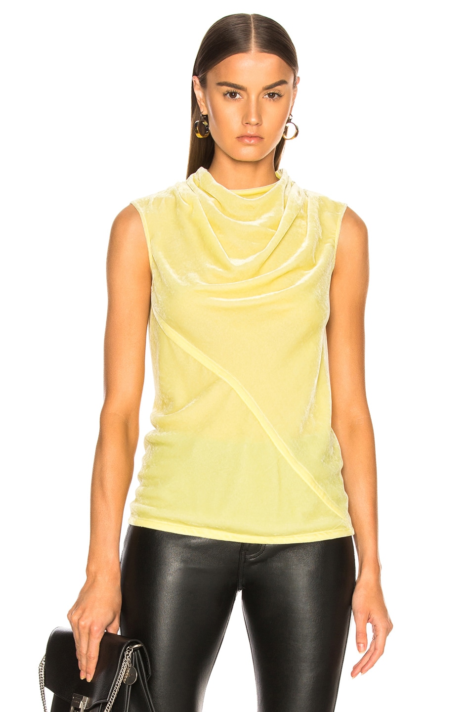 Image 1 of Rick Owens Velvet Bonnie Top in Lime