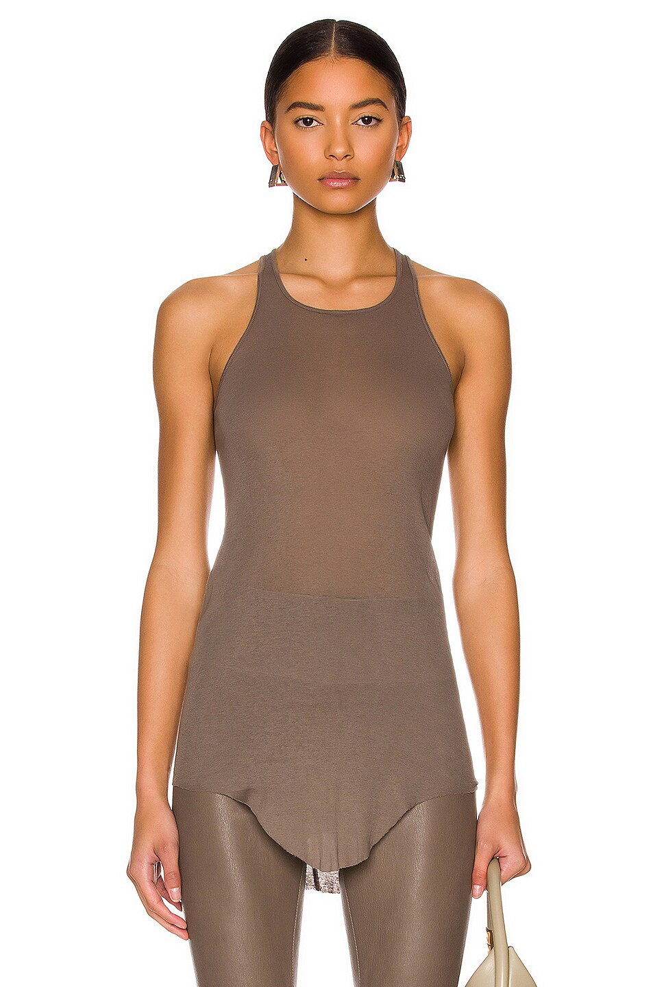 Image 1 of Rick Owens Basic Rib Tank Top in Dust