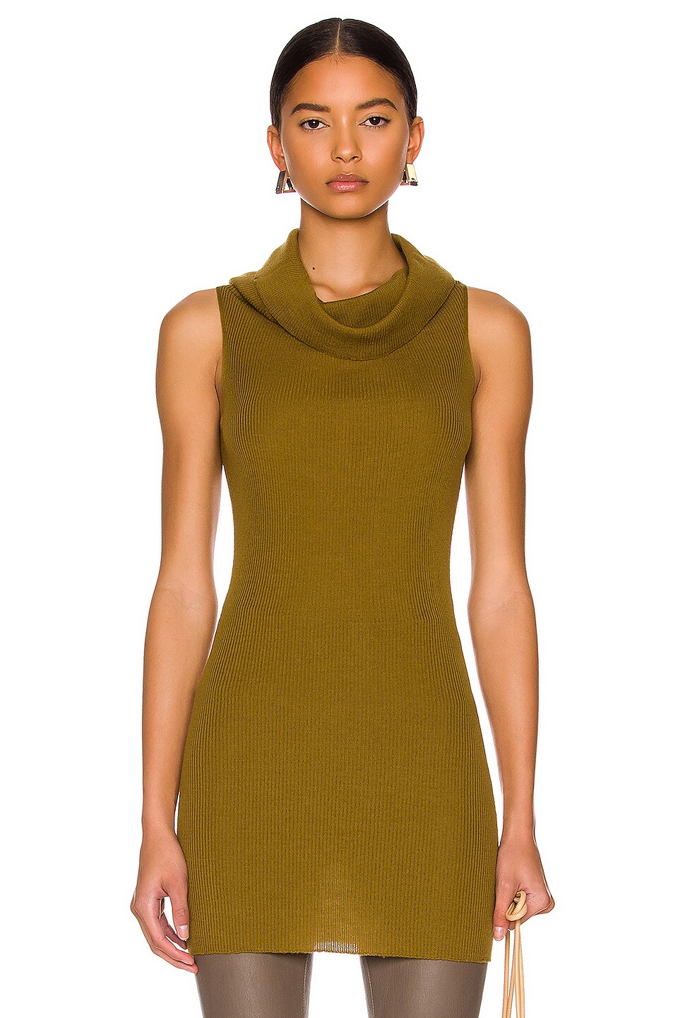 Image 1 of Rick Owens Sleeveless Cowl Neck Top in Sulphate