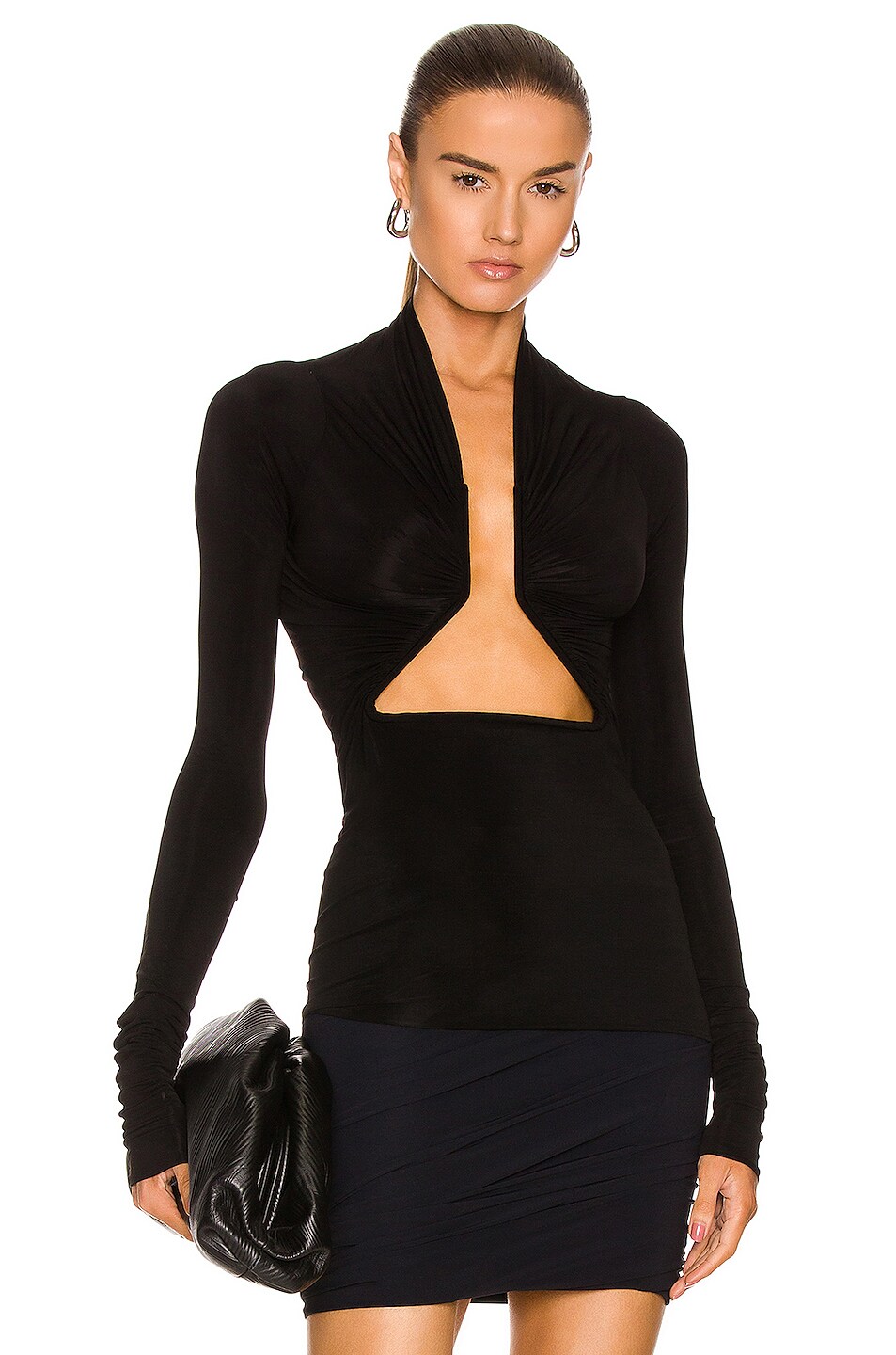 Image 1 of Rick Owens Long Sleeve Prong T-Shirt in Black