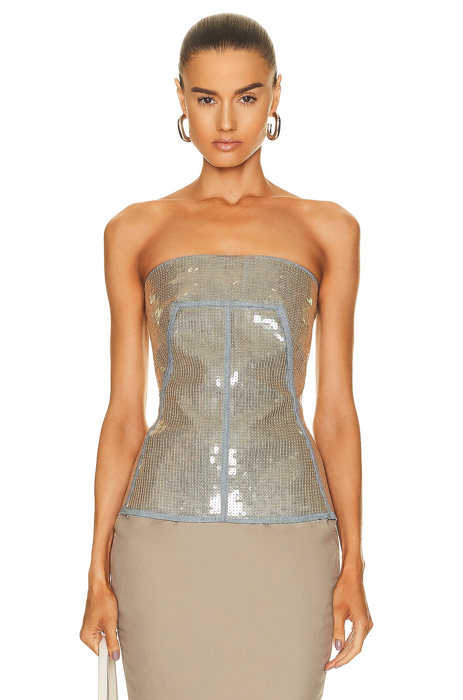 Image 1 of Rick Owens Bustier Top in Blue & Champagne
