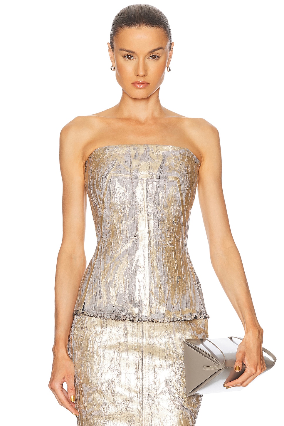 Bustier Top in Metallic Gold