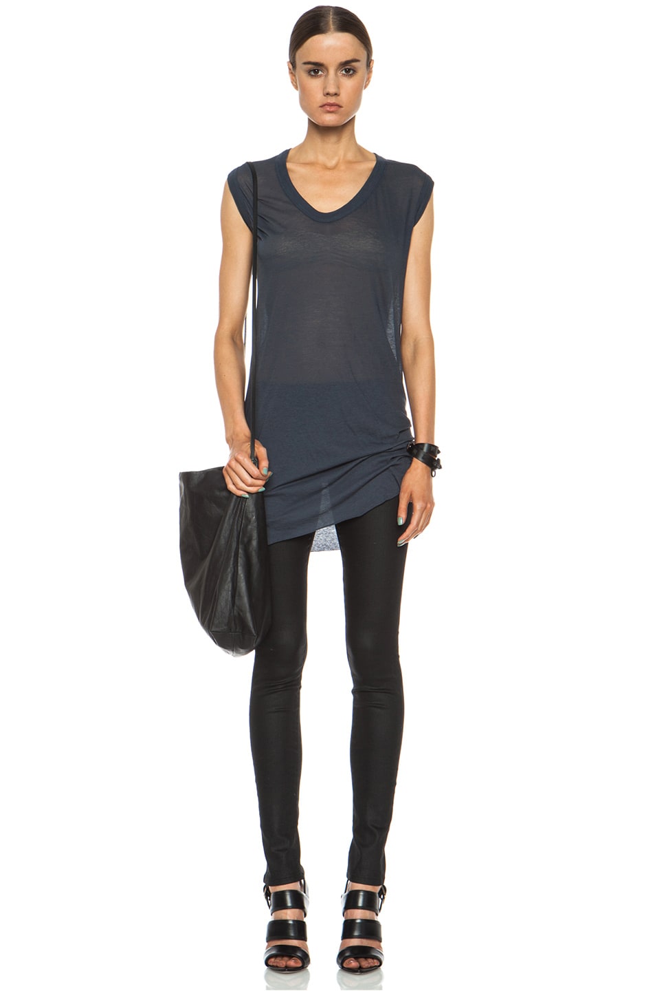 Image 1 of Rick Owens Cotton V-Neck Tee in Passport