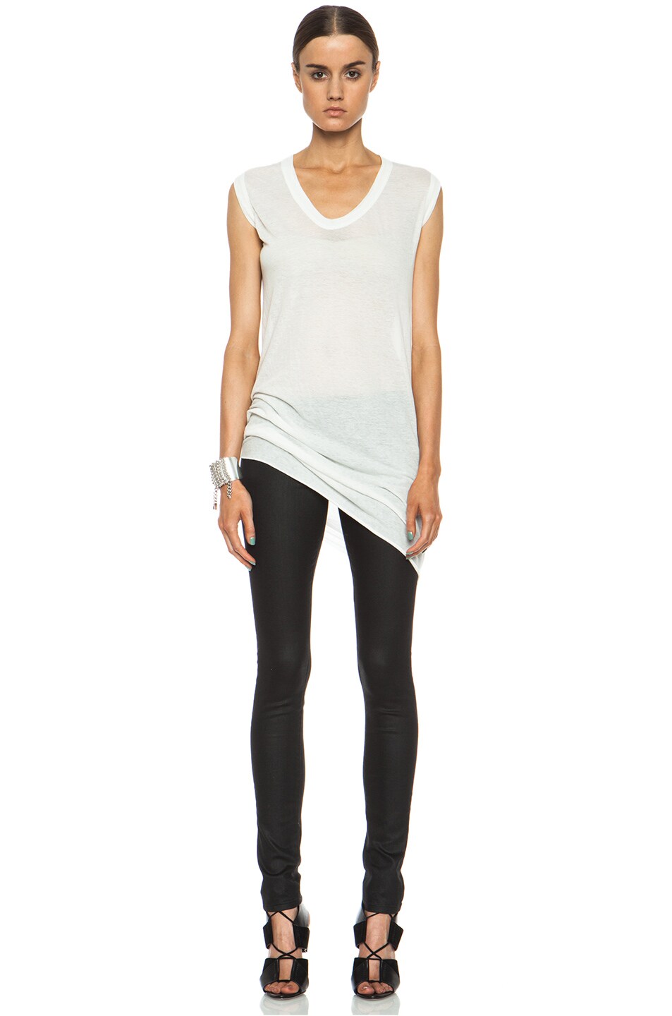 Image 1 of Rick Owens Cotton V-Neck Tee in White