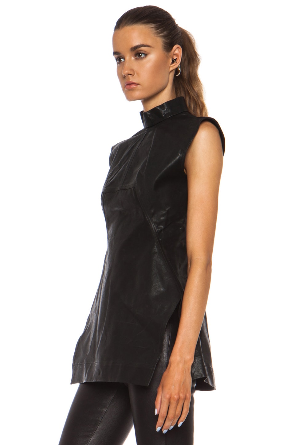 Rick Owens Calpurnia Leather Tunic in Black FWRD
