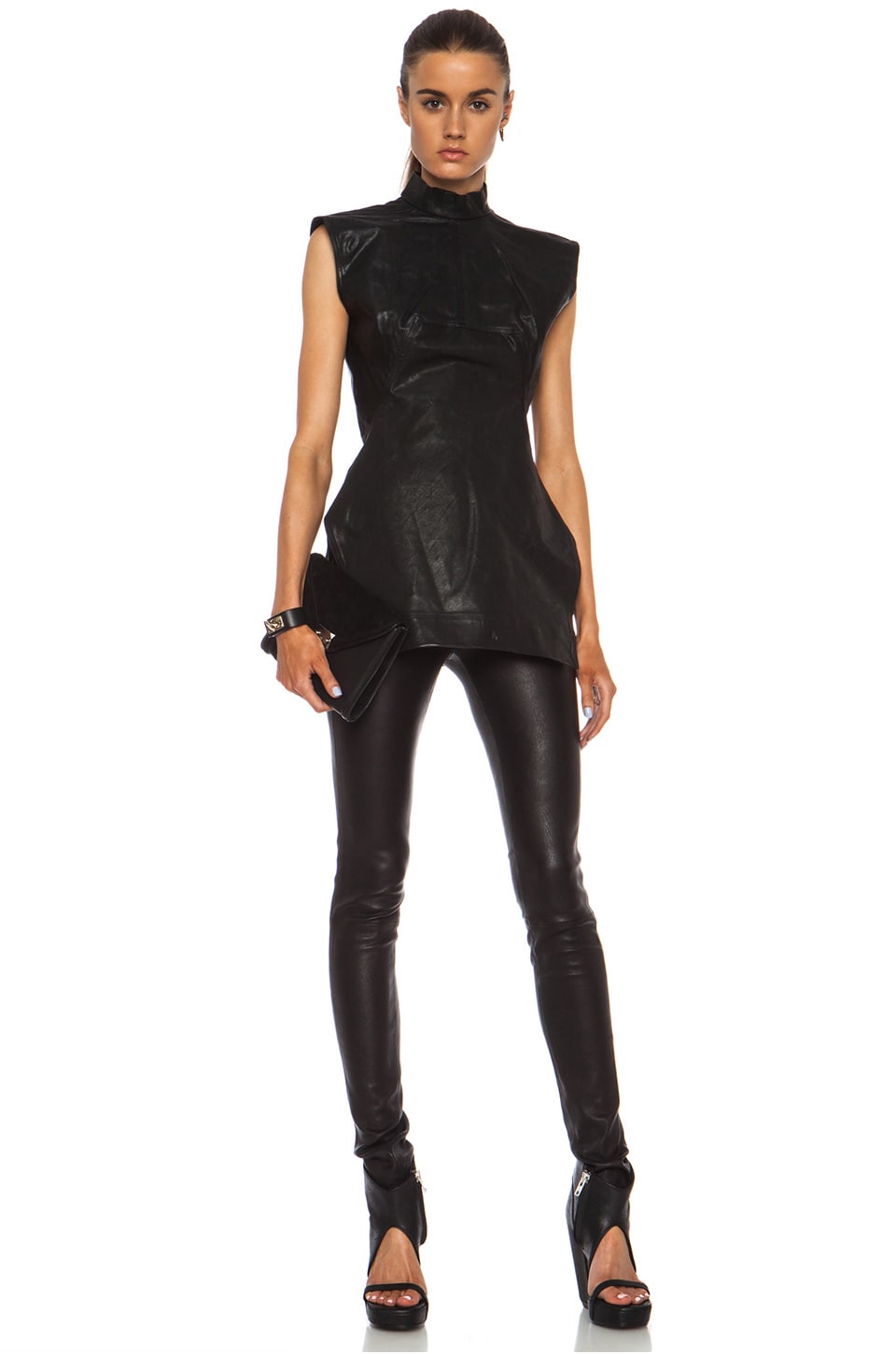 Rick Owens Calpurnia Leather Tunic in Black | FWRD