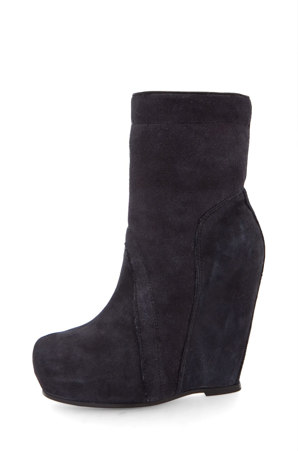 Image 1 of Rick Owens Shearling High Wedge in Black