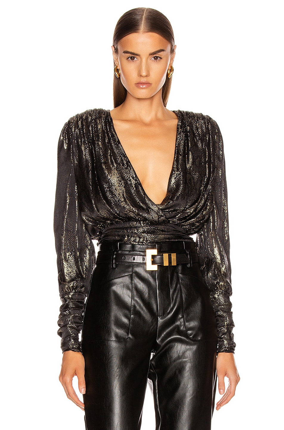 Image 1 of Redemption Gold Python Draped Blouse in Gold