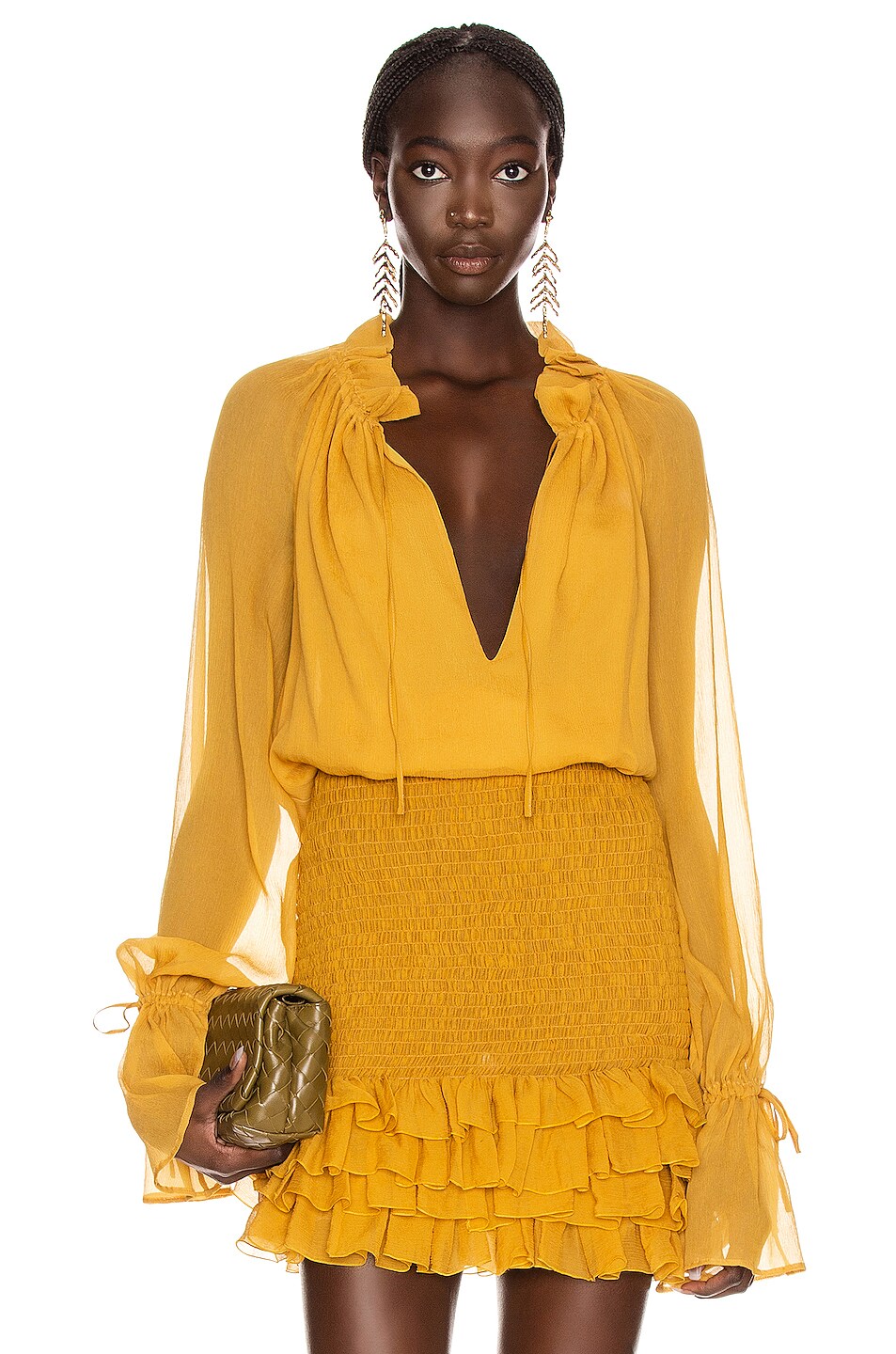 Image 1 of Redemption Pittore Creponne Top in Mustard