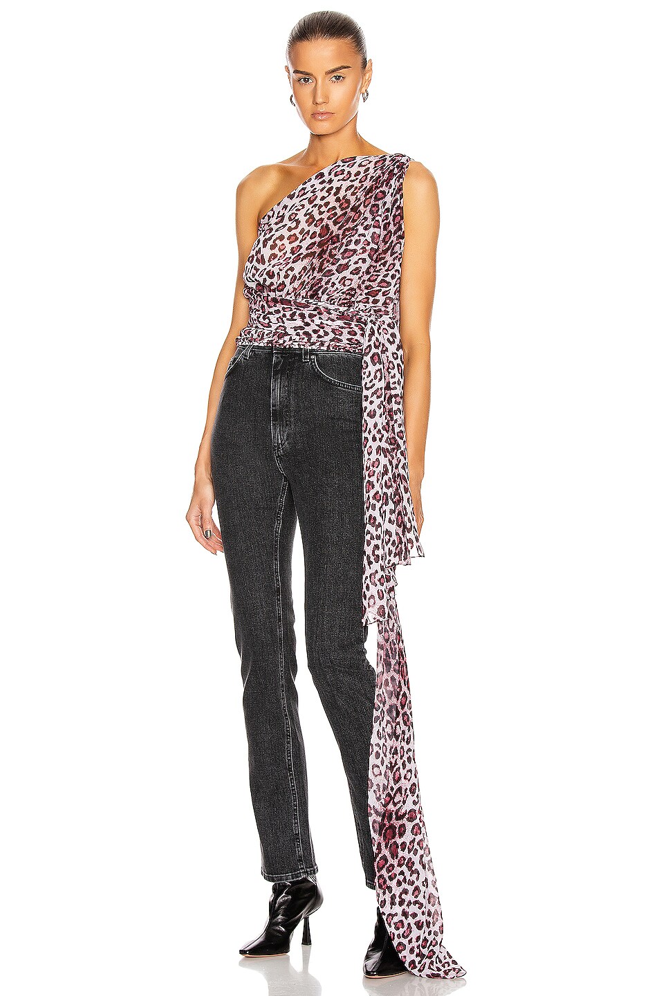 Image 1 of Redemption Asymmetrical Long Knot Top in Pink Leopard