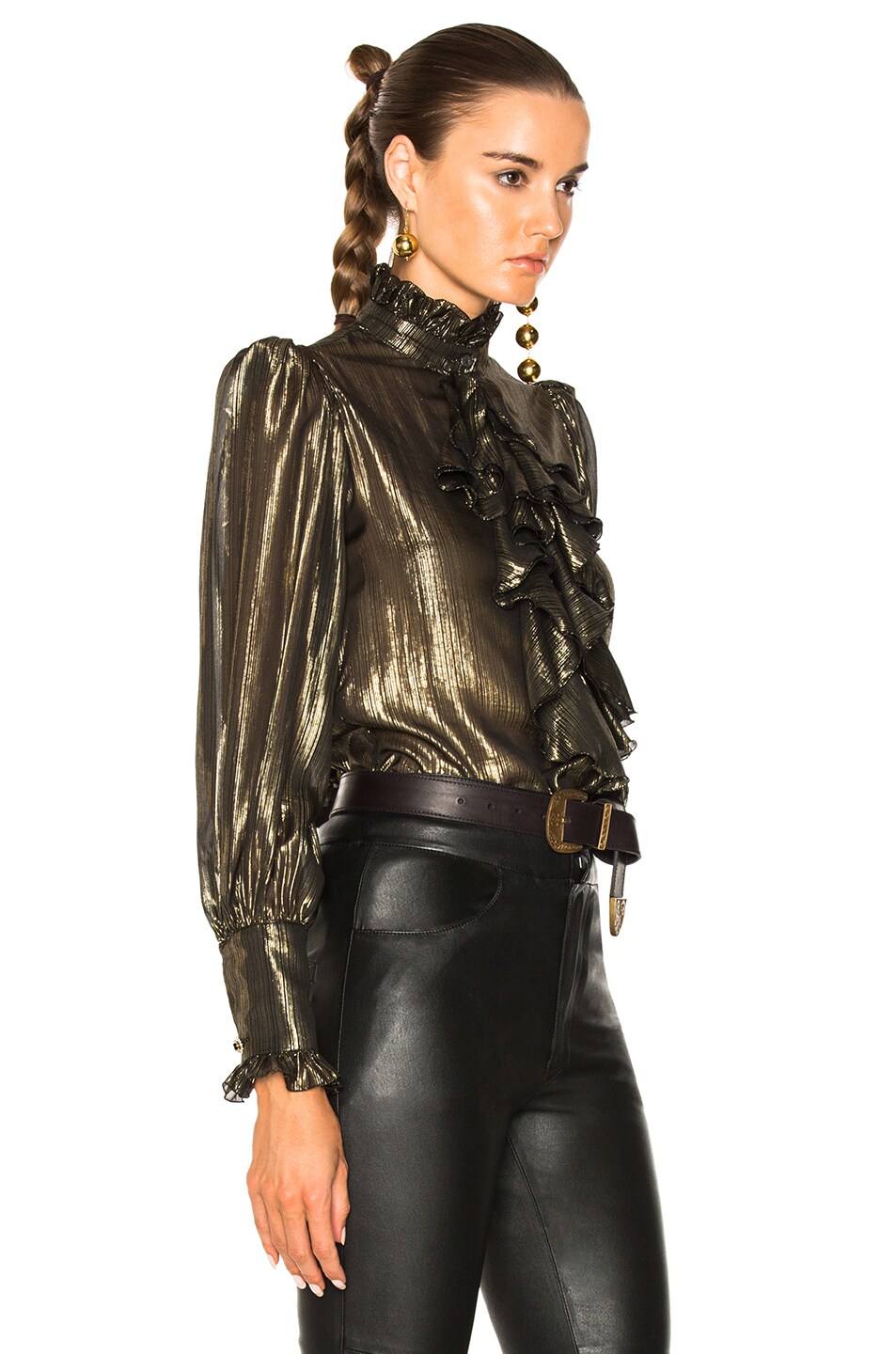 Redemption Gold Striped Victorian Blouse in Gold FWRD