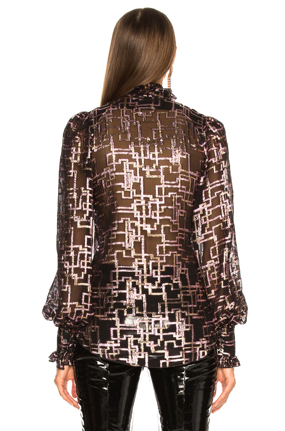 Redemption Fil Coupe Net Victorian Blouse in Pink FWRD