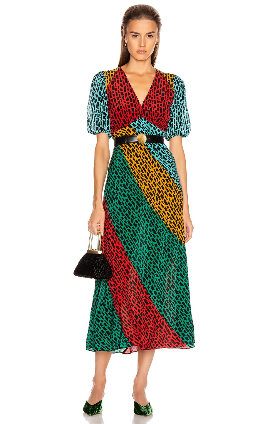Image 1 of RIXO Amber Dress in Giraffe Multi