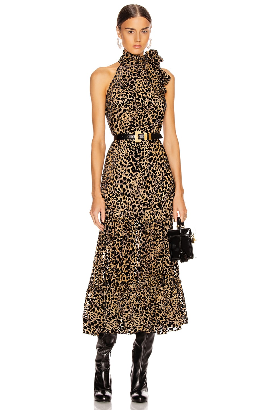 Image 1 of RIXO Eleanor Dress in Leopard Burnout