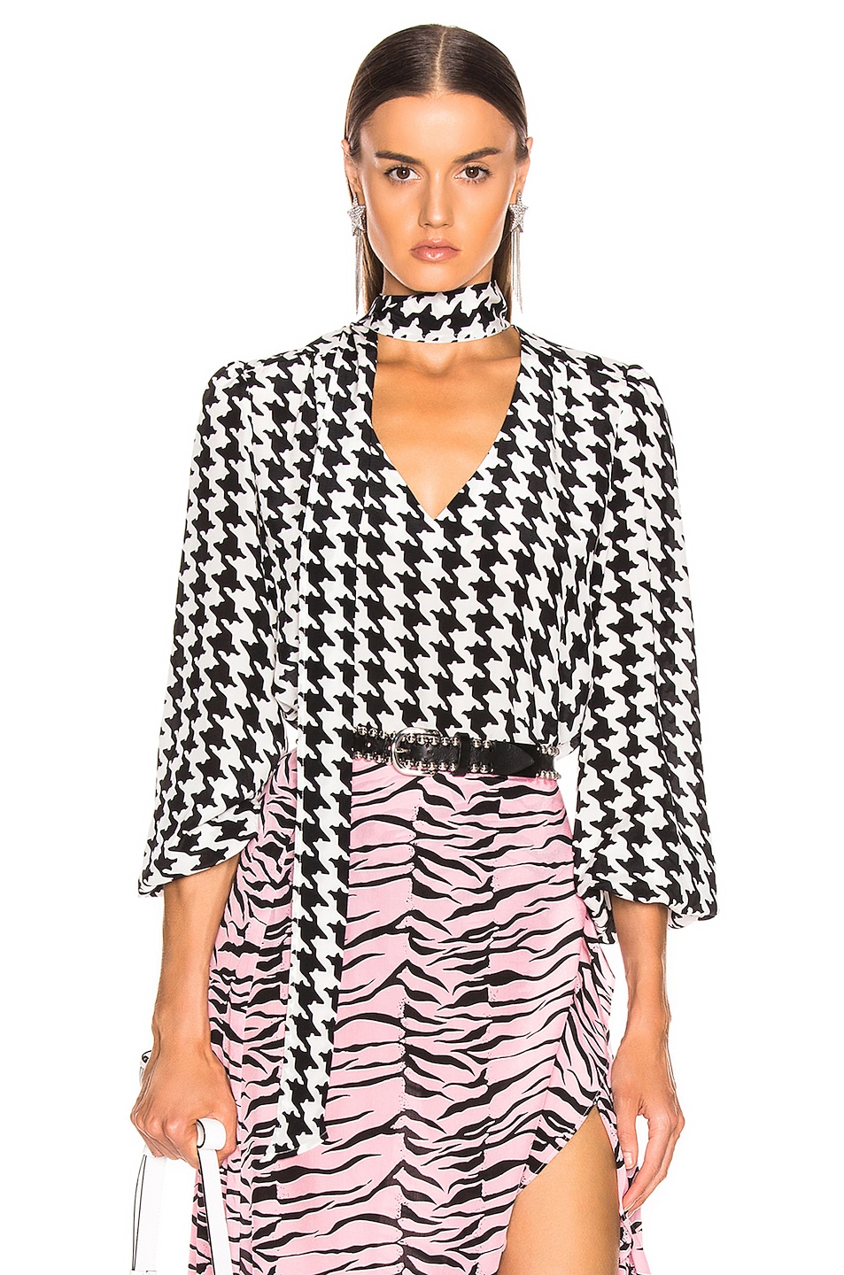 Image 1 of RIXO Moss Top in Houndstooth Mono
